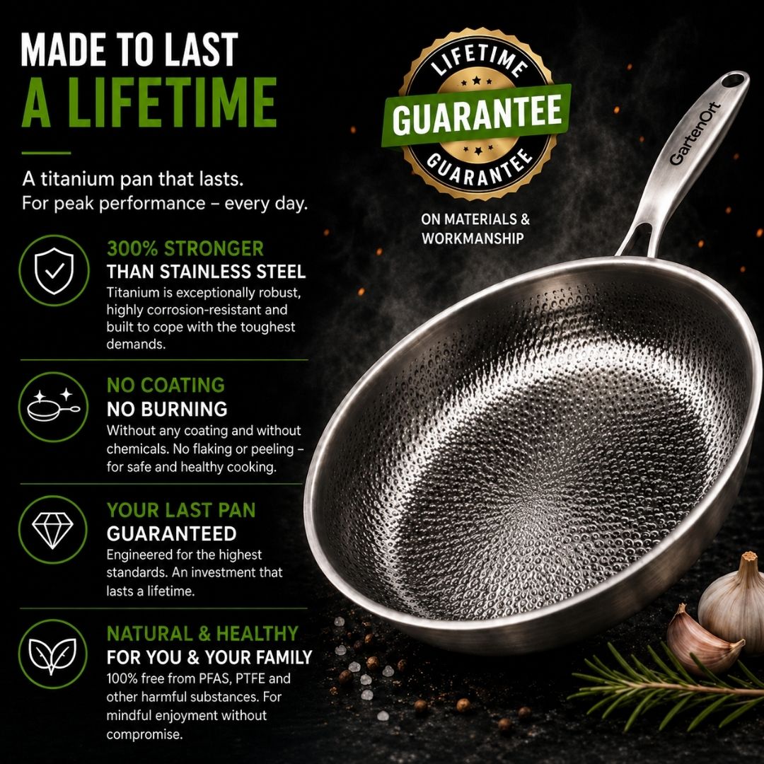 TitanPure Pro – Titanium Skillet Without Nonstick Coating, PFAS- & PTFE-Free | 12 in