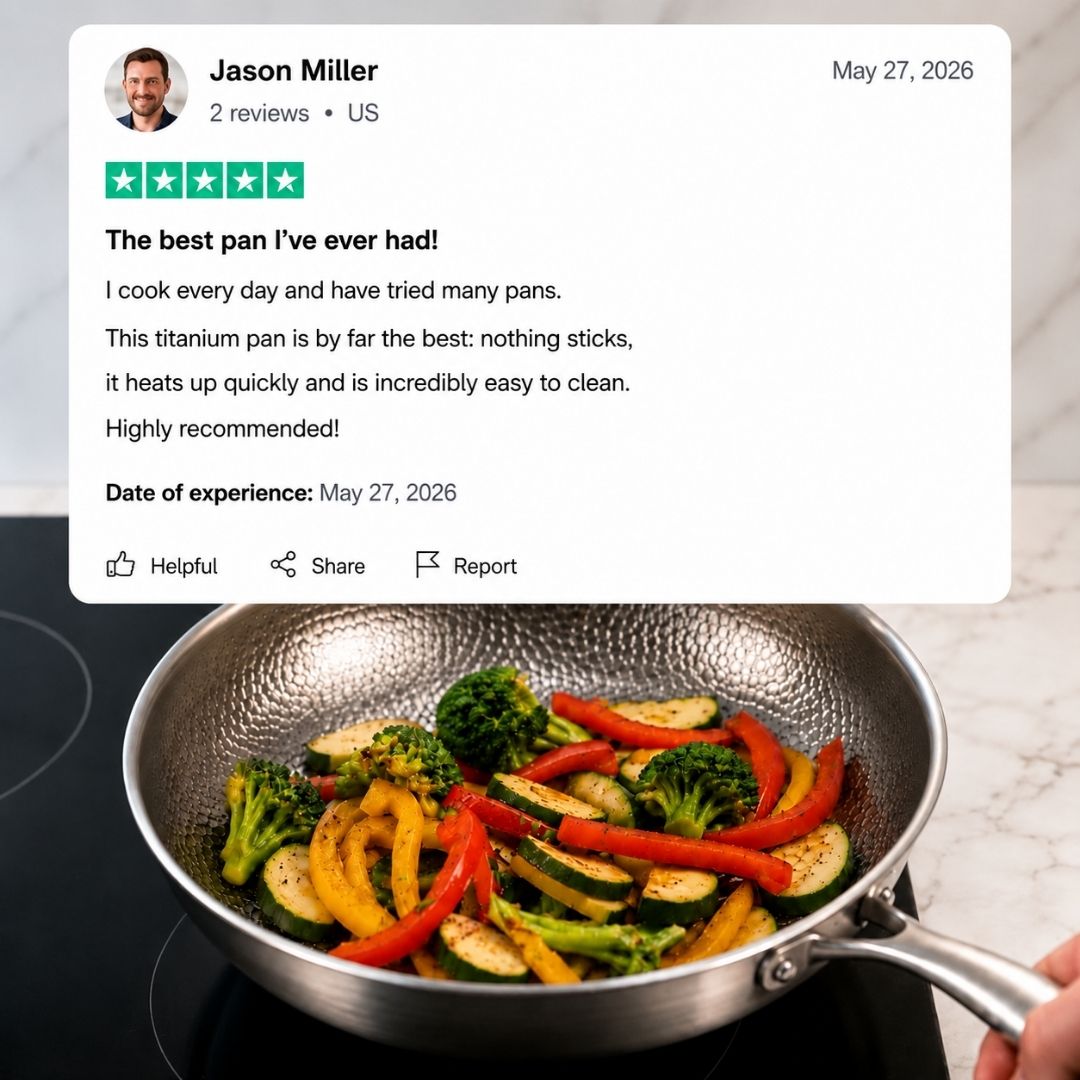 TitanPure Pro – Titanium Skillet Without Nonstick Coating, PFAS- & PTFE-Free | 12 in