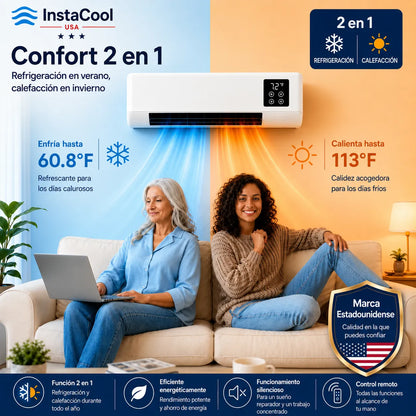 InstaCool Pro - Aire acondicionado y calentador portátiles – No requiere instalación | 2 en 1 | Cubre hasta 550 pies cuadrados